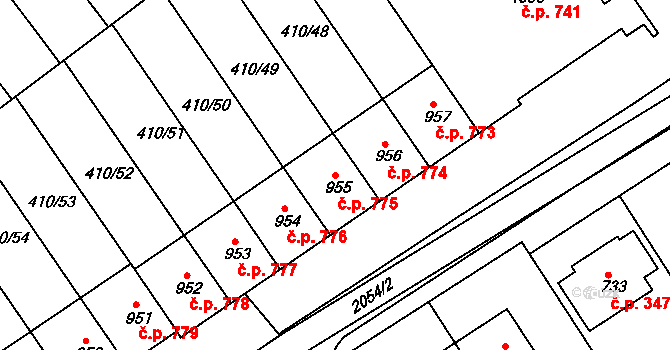 Mařatice 775, Uherské Hradiště na parcele st. 955 v KÚ Mařatice, Katastrální mapa