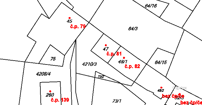 Trstěnice 81 na parcele st. 47 v KÚ Trstěnice u Mariánských Lázní, Katastrální mapa