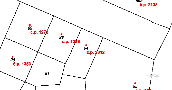 Vinohrady 2312, Praha na parcele st. 94 v KÚ Vinohrady, Katastrální mapa