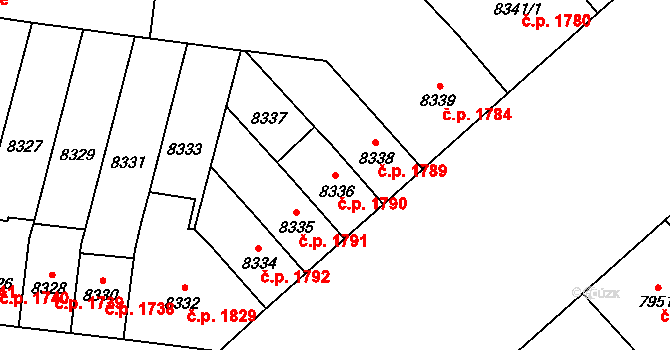 Jižní Předměstí 1790, Plzeň na parcele st. 8336 v KÚ Plzeň, Katastrální mapa