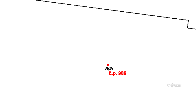 Rudná 986 na parcele st. 605 v KÚ Hořelice, Katastrální mapa