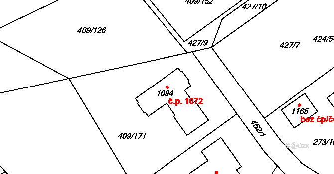 Studánka 1072, Pardubice na parcele st. 1094 v KÚ Studánka, Katastrální mapa