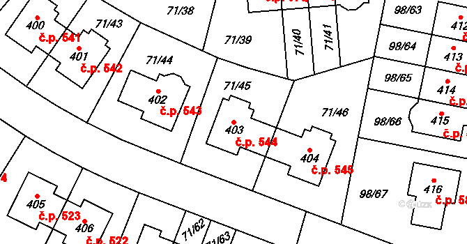 Bašť 544 na parcele st. 403 v KÚ Bašť, Katastrální mapa