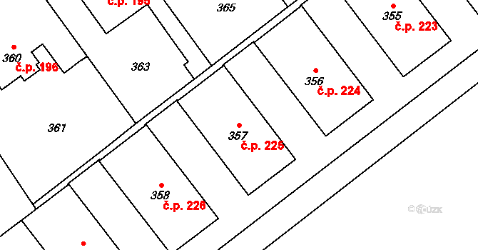 Přerov IV-Kozlovice 225, Přerov na parcele st. 357 v KÚ Kozlovice u Přerova, Katastrální mapa