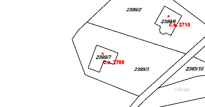 Bolevec 2769, Plzeň na parcele st. 2399/7 v KÚ Bolevec, Katastrální mapa