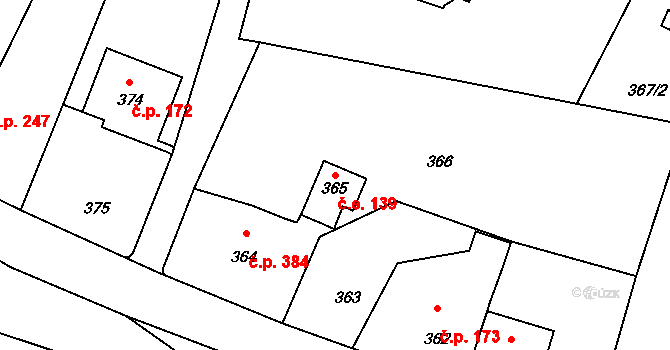 Rumburk 2-Horní Jindřichov 139, Rumburk na parcele st. 365 v KÚ Horní Jindřichov, Katastrální mapa