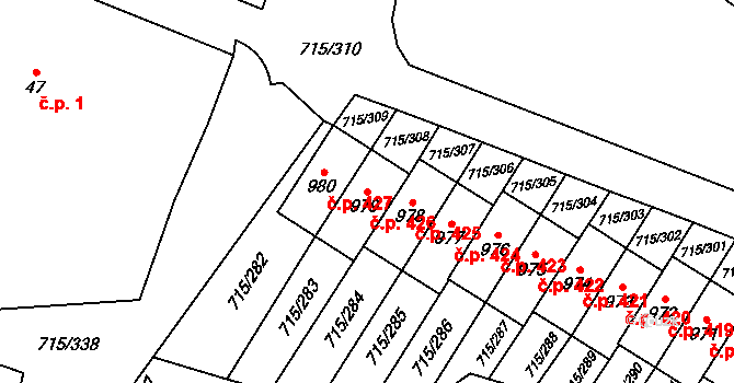 Výškovice 426, Ostrava na parcele st. 979 v KÚ Výškovice u Ostravy, Katastrální mapa