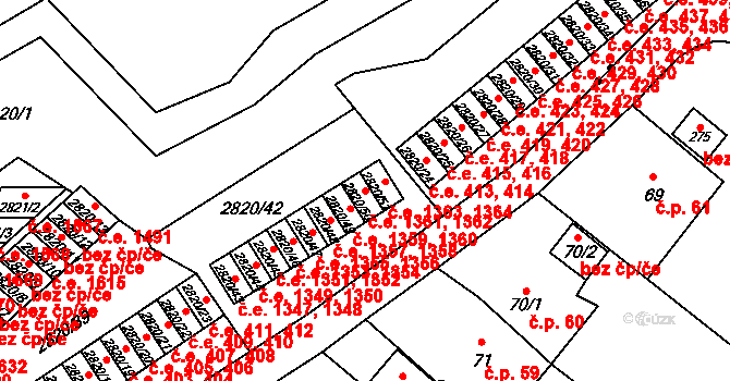 Děčín II-Nové Město 1361,1362, Děčín na parcele st. 2820/50 v KÚ Děčín, Katastrální mapa