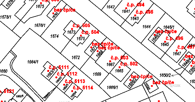 Zruč nad Sázavou 40696014 na parcele st. 1668 v KÚ Zruč nad Sázavou, Katastrální mapa