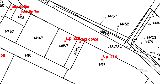 Komárov 42322014 na parcele st. 1496/2 v KÚ Komárov u Hořovic, Katastrální mapa