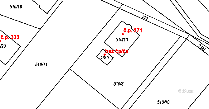 Chlebičov 42843014 na parcele st. 510/14 v KÚ Chlebičov, Katastrální mapa