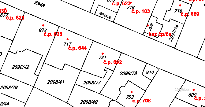 Kateřinky 692, Opava na parcele st. 731 v KÚ Kateřinky u Opavy, Katastrální mapa