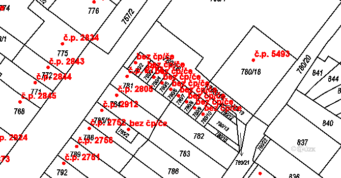 Chomutov 45053014 na parcele st. 780/6 v KÚ Chomutov II, Katastrální mapa