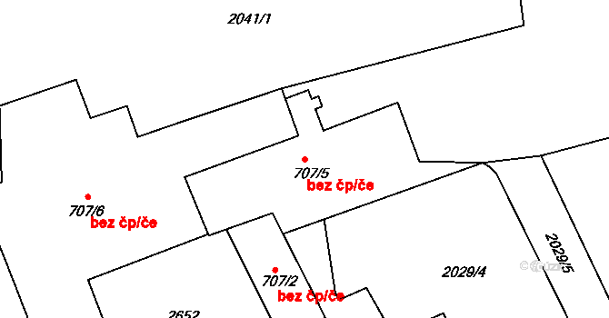 Sušice 45163014 na parcele st. 707/5 v KÚ Sušice nad Otavou, Katastrální mapa