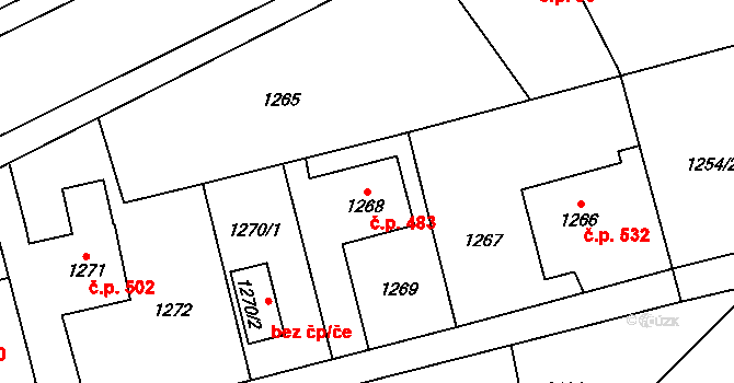 Bolatice 483 na parcele st. 1268 v KÚ Bolatice, Katastrální mapa