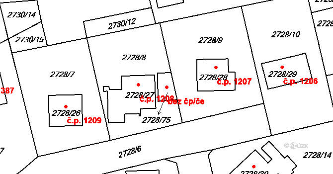 Pelhřimov 48687014 na parcele st. 2728/75 v KÚ Pelhřimov, Katastrální mapa