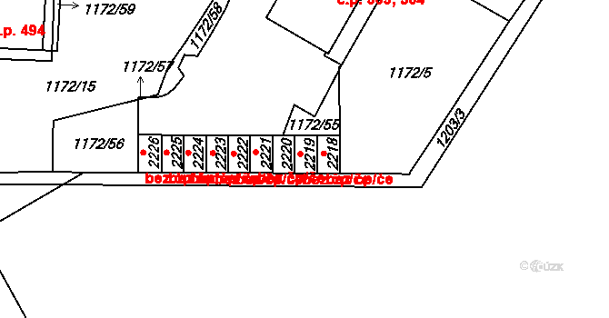 Dobřany 49416014 na parcele st. 2219 v KÚ Dobřany, Katastrální mapa