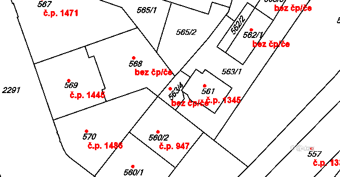 Praha 49833014 na parcele st. 563/4 v KÚ Holešovice, Katastrální mapa