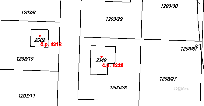Dobřany 1226 na parcele st. 2349 v KÚ Dobřany, Katastrální mapa