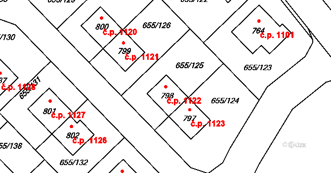 Květnice 1122 na parcele st. 798 v KÚ Květnice, Katastrální mapa
