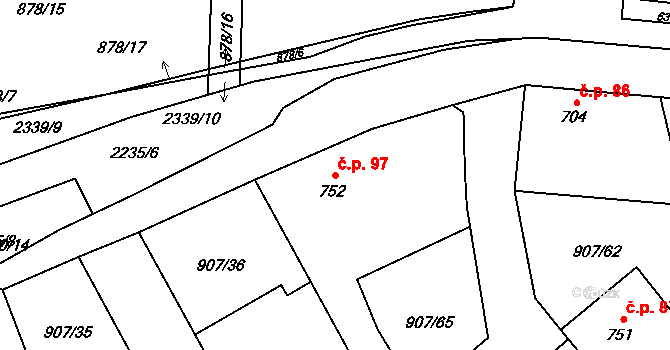 Beroun-Zavadilka 97, Beroun na parcele st. 752 v KÚ Beroun, Katastrální mapa