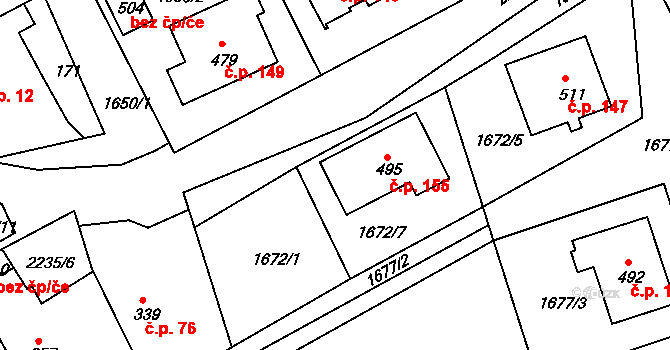 Díly 155 na parcele st. 495 v KÚ Díly, Katastrální mapa