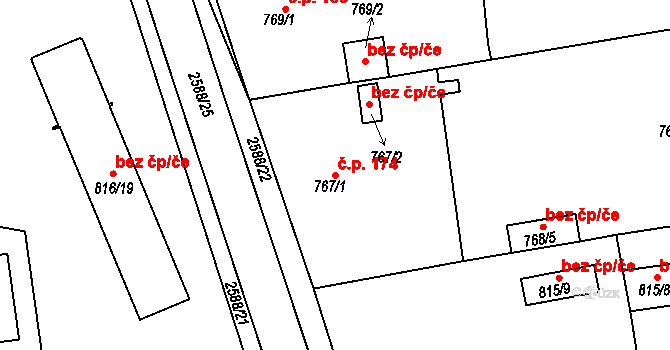 Velké Předměstí 174, Horšovský Týn na parcele st. 767/1 v KÚ Horšovský Týn, Katastrální mapa