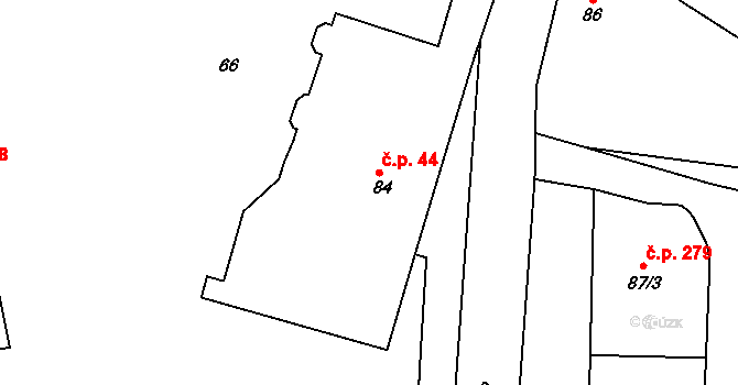 Teplice nad Metují 44 na parcele st. 84 v KÚ Teplice nad Metují, Katastrální mapa