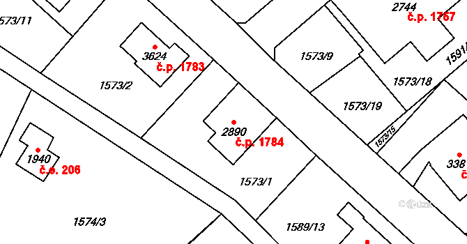 Náchod 1784 na parcele st. 2890 v KÚ Náchod, Katastrální mapa