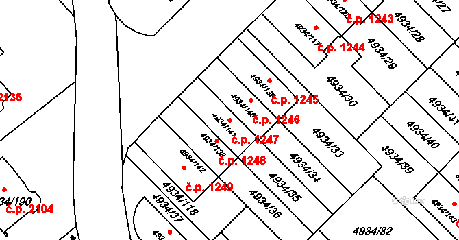 Zábřeh 1247 na parcele st. 4934/141 v KÚ Zábřeh na Moravě, Katastrální mapa