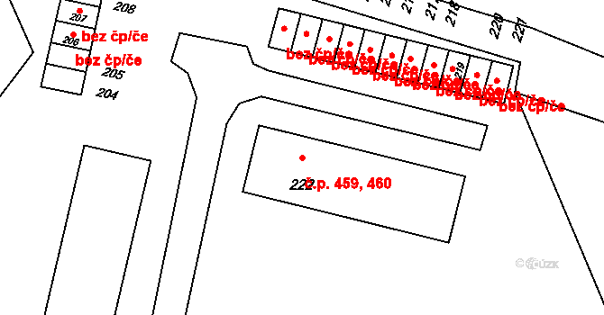 Suchdol nad Odrou 459,460 na parcele st. 222 v KÚ Suchdol nad Odrou, Katastrální mapa