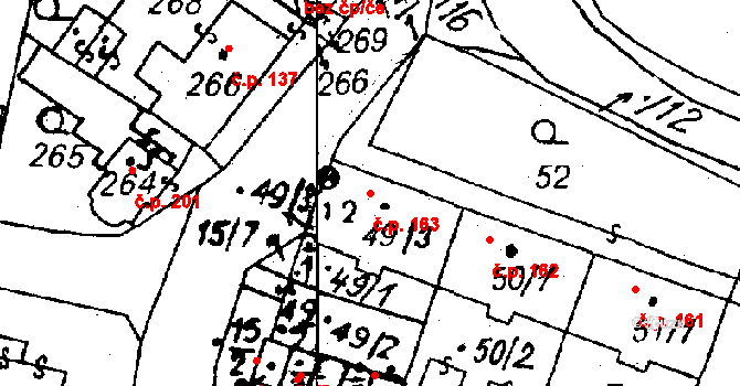 Vlkýš 163, Heřmanova Huť na parcele st. 49/3 v KÚ Vlkýš, Katastrální mapa