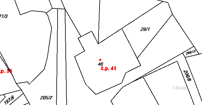 Bezděkovec 41, Mileč na parcele st. 46 v KÚ Bezděkovec, Katastrální mapa