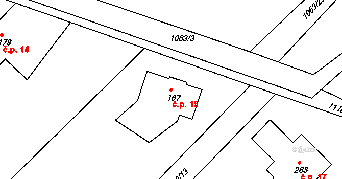 Dlouhá Louka 15, Lípa nad Orlicí na parcele st. 167 v KÚ Lípa nad Orlicí, Katastrální mapa