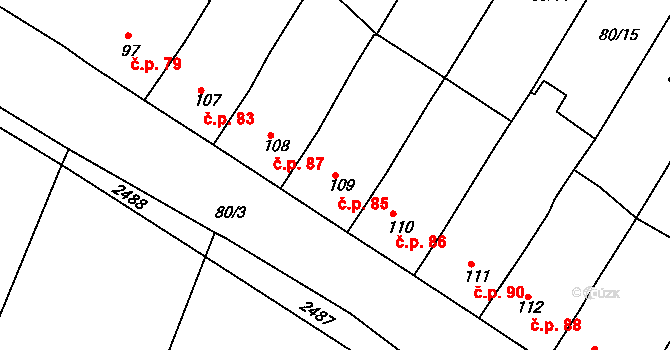 Bílavsko 85, Bystřice pod Hostýnem na parcele st. 109 v KÚ Bílavsko, Katastrální mapa