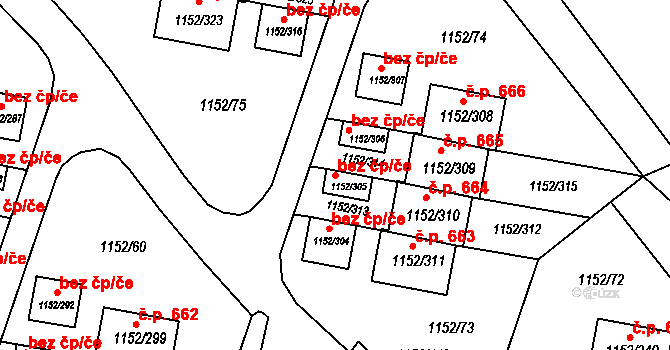 Velká Polom 104405015 na parcele st. 1152/305 v KÚ Velká Polom, Katastrální mapa