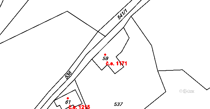 Příchovice 1171, Kořenov na parcele st. 59 v KÚ Příchovice u Kořenova, Katastrální mapa