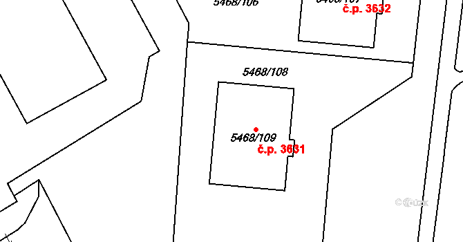 Jihlava 3631 na parcele st. 5468/109 v KÚ Jihlava, Katastrální mapa