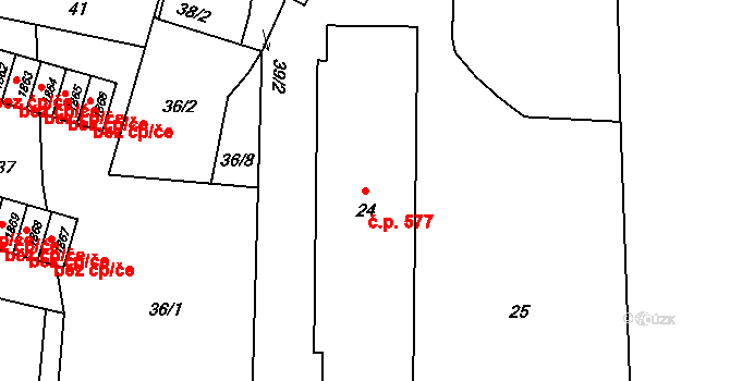 Vrbno pod Pradědem 577 na parcele st. 24 v KÚ Vrbno pod Pradědem, Katastrální mapa