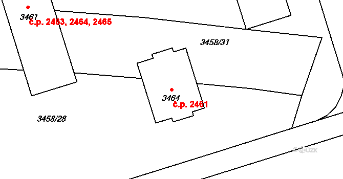 Kročehlavy 2461, Kladno na parcele st. 3464 v KÚ Kročehlavy, Katastrální mapa