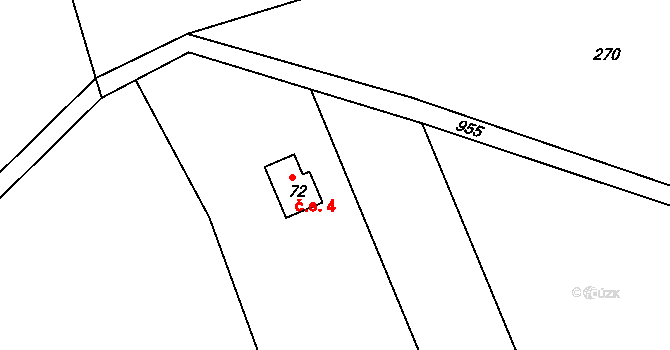 Dehtáry 4, Cetenov na parcele st. 72 v KÚ Cetenov, Katastrální mapa