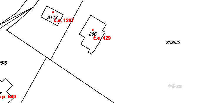 Ostravice 429 na parcele st. 896 v KÚ Ostravice 1, Katastrální mapa