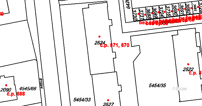 Horní Předměstí 870,871, Polička na parcele st. 2524 v KÚ Polička, Katastrální mapa