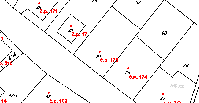 Choryně 176 na parcele st. 31 v KÚ Choryně, Katastrální mapa