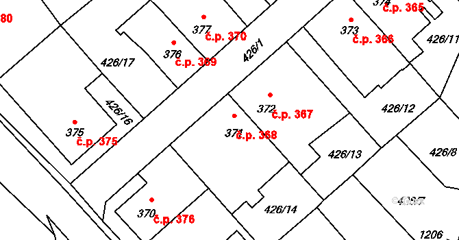 Hluboká nad Vltavou 368 na parcele st. 371 v KÚ Hluboká nad Vltavou, Katastrální mapa