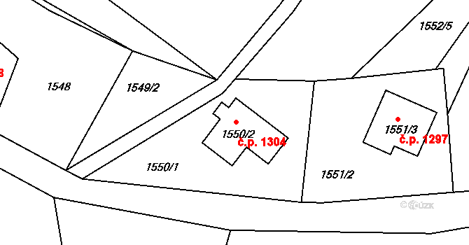 Smržovka 1304 na parcele st. 1550/2 v KÚ Smržovka, Katastrální mapa