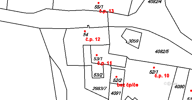 Holašovice 11, Jankov na parcele st. 53/1 v KÚ Holašovice, Katastrální mapa