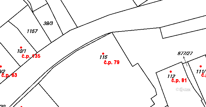 Hořepník 79 na parcele st. 115 v KÚ Hořepník, Katastrální mapa
