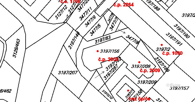 Pelhřimov 2008 na parcele st. 3197/156 v KÚ Pelhřimov, Katastrální mapa