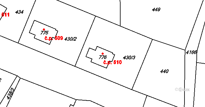 Heřmanovice 510 na parcele st. 776 v KÚ Heřmanovice, Katastrální mapa